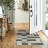 Textured Grey Geometric Patchwork Area Rug