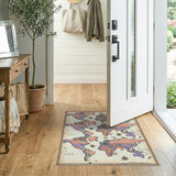 Distressed Vintage World Map Area Rug
