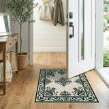 Ornate Black on Ivory Persian Medallion Rug