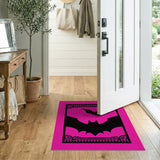 Pink Bat Silhouettes Area Rug with Ornate Frame