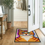 Playful Multi-Color Cartoon Cat Face Rug