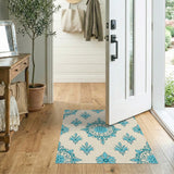 Teal Floral Mandala Vintage Area Rug