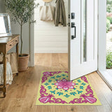 Vibrant Pink Floral Medallion Persian Area Rug