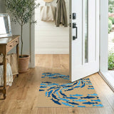 Swirling Blue Fish School Area Rug