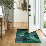 Emerald Curves Abstract Geometric Rug