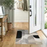 Bold Geometric Abstract Area Rug Black White