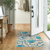 Teal Seashell Swirl Coastal Area Rug