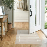 Beige and Neutral Geometric Modern Beige Geometric Striped Area Rug