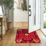 Fiery Red Eye Mandala Geometric Rug