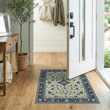 Blue and Teal Blue Ivory Persian Floral Area Rug