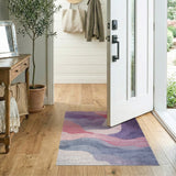Abstract Area Multi-color and Patterns Purple Wave Abstract Area Rug