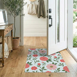 Vintage Pink Rose Daisy Floral Area Rug
