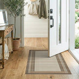 Beige Plaid Border Area Rug