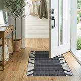 Black White Zigzag Heritage Tribal Runner Rug