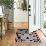 Multi-color and Patterns Red Black Dice Grid Area Rug