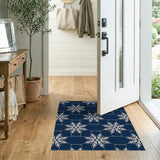 Navy Snowflake Hexagon Geometric Area Rug