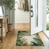 Coastal Beach Lush Green Jungle Foliage Area Rug