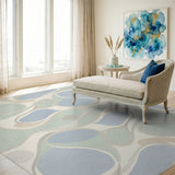 Organic Blue Teal Abstract Area Rug