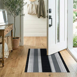 Black and White Geometric Modern Bold Black White Striped Geometric Rug