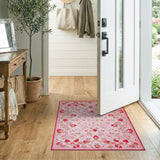 Whimsical Strawberry Pink Fruit Pattern Area Rug