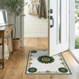 Emerald Green Gold Floral Medallion Area Rug