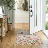 Pink Daisy Butterfly Floral Area Rug