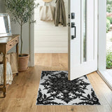 Ornate Baroque Medallion Black White Area Rug