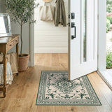 Traditional Persian Ornate Green Floral Medallion Area Rug