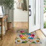 ODIKA Washable Colorful Popsicle & Daisy Floral Area Rug - Low Pile Non-Slip Indoor Rug