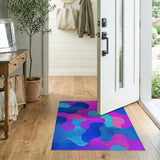 Vibrant Wavy Abstract Area Rug in Blue Pink Teal