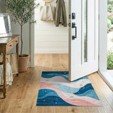 Coastal Waves Abstract Area Rug with Starfish