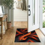 Fiery Orange Swirl Abstract Area Rug