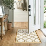 Geometric Modern Gold and Silver Gold Geometric Lattice Area Rug