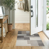 Modern Geometric Neutral Striped Area Rug