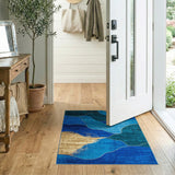 Wave Blue Teal Abstract Wave Area Rug