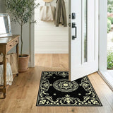 Ornate Black Persian Medallion Area Rug