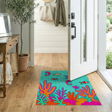 Playful Seahorse Fish Coral Ocean Area Rug