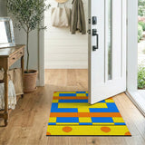 Vibrant Geometric Block Area Rug in Blue Yellow Orange