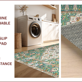 Ultra Soft Area Rug, Non Slip, Stain Resistant, Washable Area Rugs for Living Room, Bedroom, Vintage Floral Geometric Elegance(Green)
