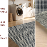 Ultra Soft Area Rug, Non Slip, Stain Resistant, Washable Area Rugs for Living Room, Bedroom, Abstract Plaid Rug: Monochrome Checkered Pattern for Entryway(Gray)