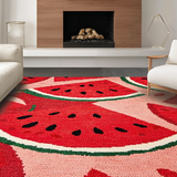 Ultra Soft Area Rug, Non Slip, Stain Resistant, Washable Area Rugs for Living Room, Bedroom, Vibrant Tropical Fruit Illustration(Red)