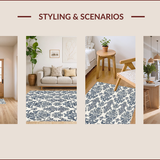 Ultra Soft Area Rug, Non Slip, Stain Resistant, Washable Area Rugs for Living Room, Bedroom, Natural Gray Damask Runner for Farmhouse Entryway(Blue)