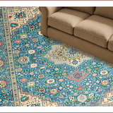 Ultra Soft Area Rug, Non Slip, Stain Resistant, Washable Area Rugs for Living Room, Bedroom, Chic Traditional Oushak Motif(Blue)