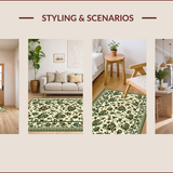 Ultra Soft Area Rug, Non Slip, Stain Resistant, Washable Area Rugs for Living Room, Bedroom, Vintage Floral Dining Room Non Slip Carpet(Beige)