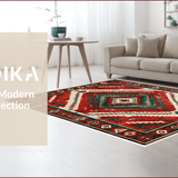 Ultra Soft Area Rug, Non Slip, Stain Resistant, Washable Area Rugs for Living Room, Bedroom, Farmhouse Vintage Christmas Living Room Washable Carpet(Red)