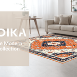 Ultra Soft Area Rug, Non Slip, Stain Resistant, Washable Area Rugs for Living Room, Bedroom, Whimsical Multi-Toned Botanical Pattern(Orange)
