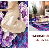 Ultra Soft Area Rug, Non Slip, Stain Resistant, Washable Area Rugs for Living Room, Bedroom, Chic Contemporary Floral Touch(Purple)