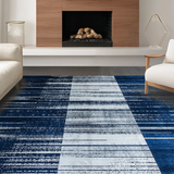 Ultra Soft Area Rug, Non Slip, Stain Resistant, Washable Area Rugs for Living Room, Bedroom, Serene Minimalist Soft Abstract Lines(Blue)