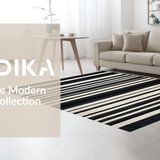 Ultra Soft Area Rug, Non Slip, Stain Resistant, Washable Area Rugs for Living Room, Bedroom, Modern Geometric Striped Area Rug for Entryway and Porch(Black)