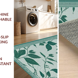 Ultra Soft Area Rug, Non Slip, Stain Resistant, Washable Area Rugs for Living Room, Bedroom, Dark Green Organic Leaf Motif(Gray)